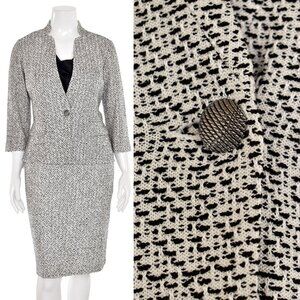 NWT St. John Knits 2Pc Jacket & Skirt Suit in White/Caviar sz 12